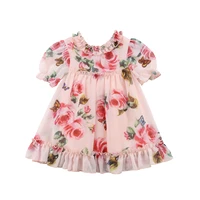 cute baby girls dress flower puff sleeves a line dress for baby girls holiday party baby girls clothing