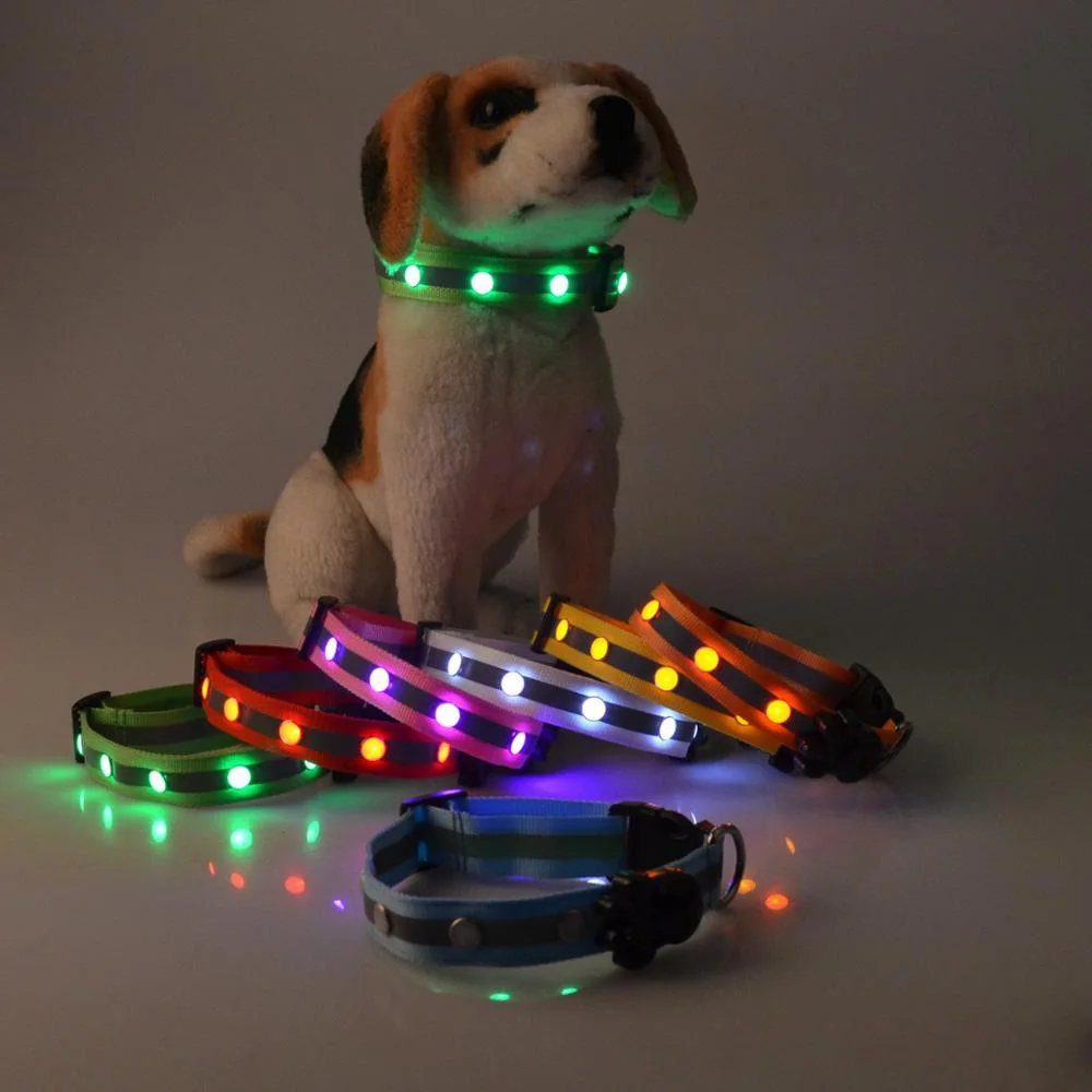 2 шт. Оптовая животное ошейник светодиодные нейлон утолщенной новый воротник ТПУ