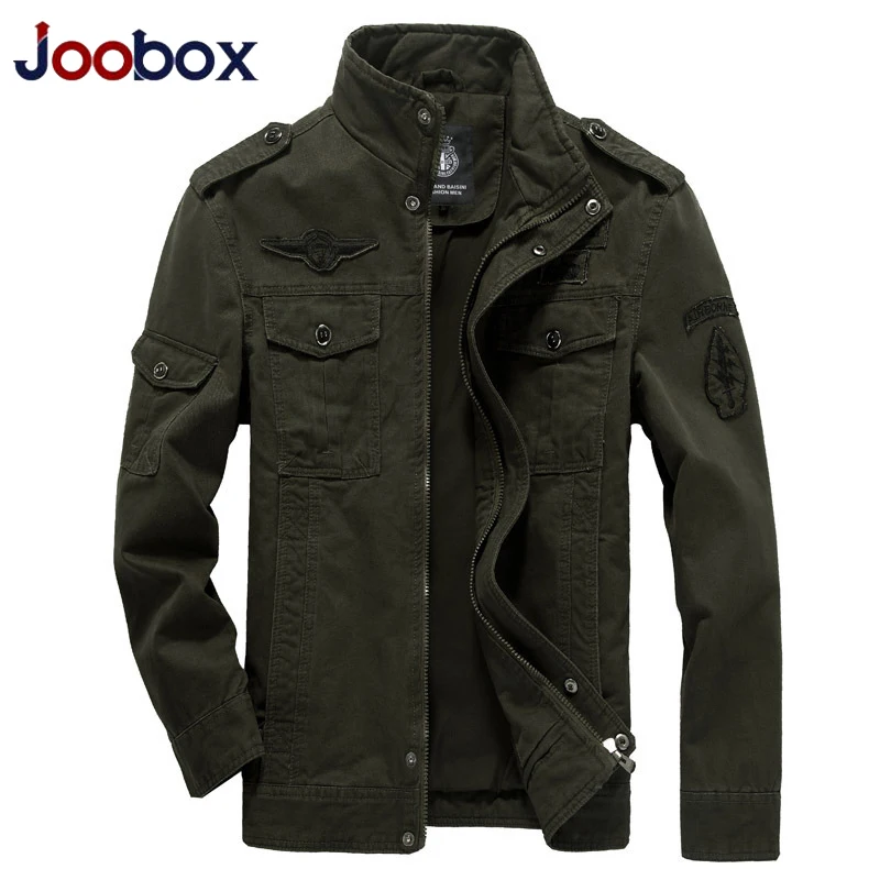 JOOBOX Осенняя Хлопковая мужская Военная куртка зеленого цвета хаки зимняя карго