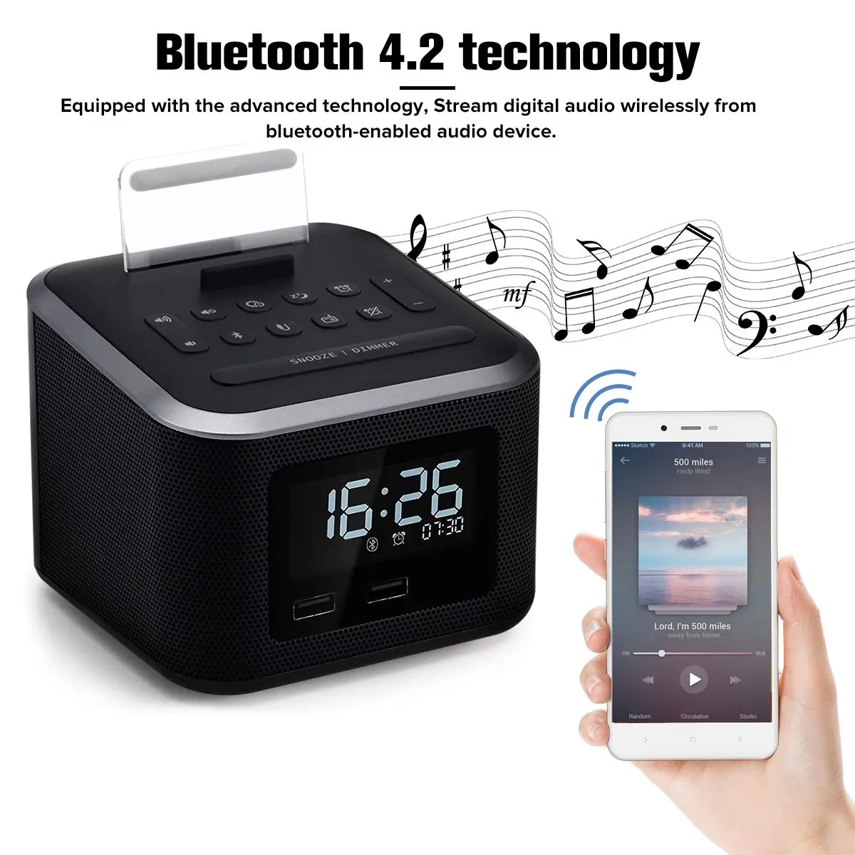 Беспроводной bluetooth 4,2 ЖК-радио будильник динамик с 2 usb-портами светодиодный цифровой fm-радио украшение дома Повтор Настольные часы
