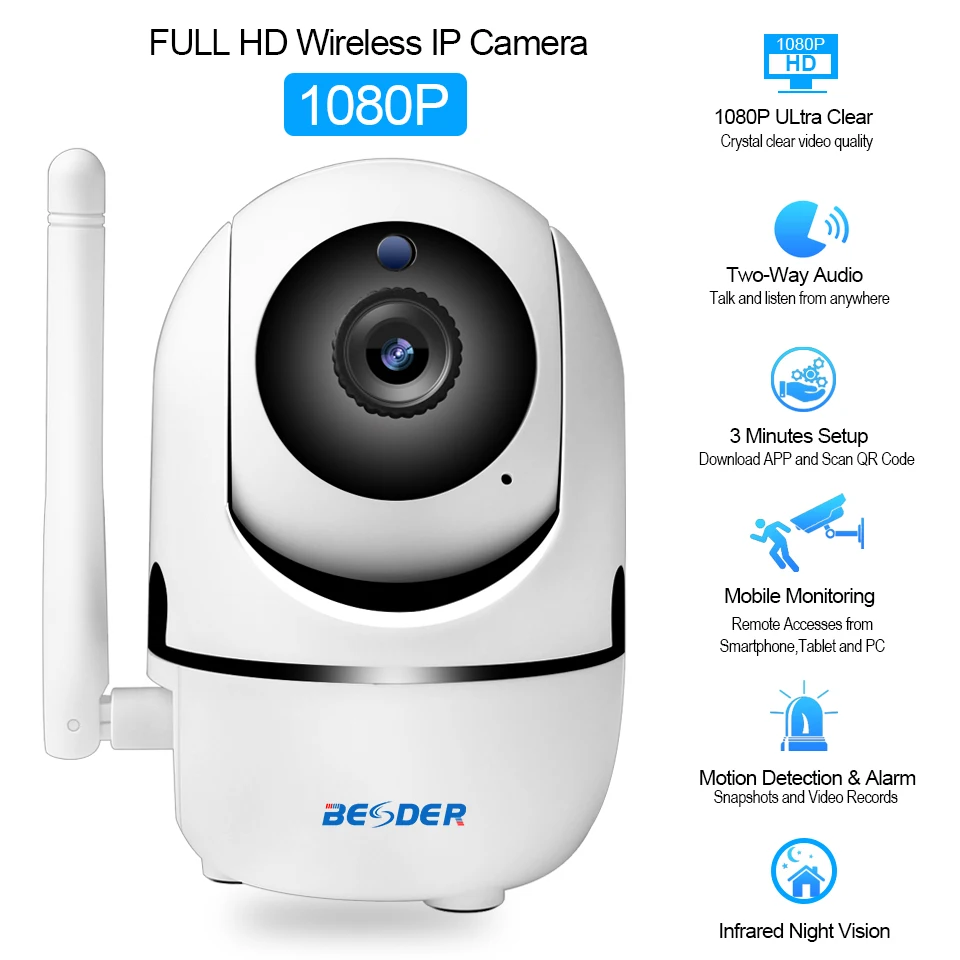 Беспроводная IP камера BESDER с облачным хранилищем 1080P 720P|Камеры видеонаблюдения| |