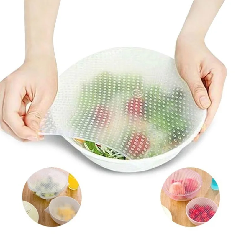 

2pcs Multifunctional Food Fresh Keeping Saran Wrap Kitchen Tools Reusable Silicone Food Wraps Seal Cover Stretch -35