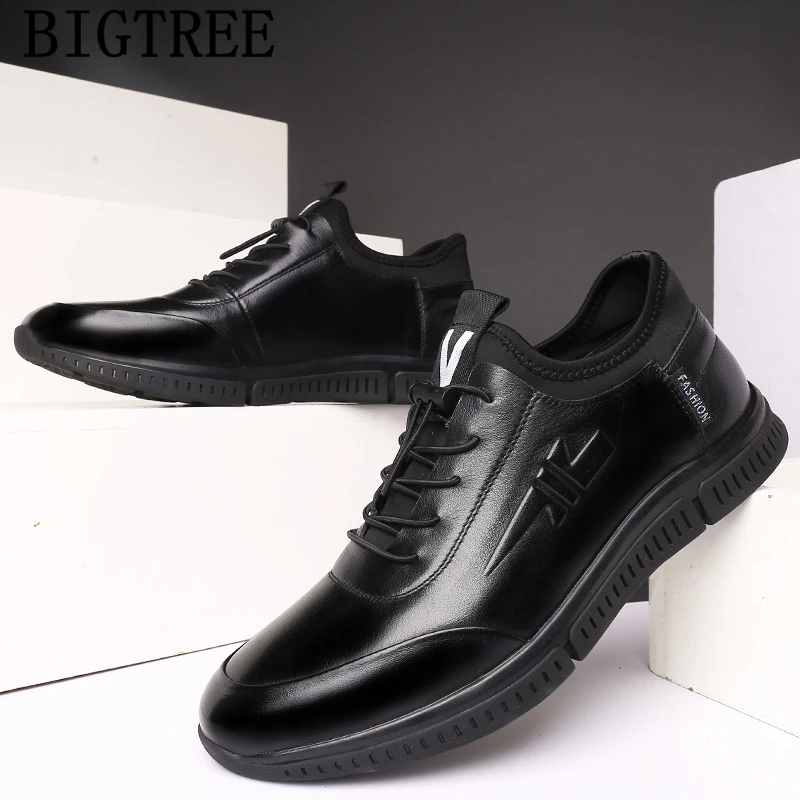 Mens Casual Shoes Hot Sale Leather Men 2022 Designer High Quality Black Sneakers Chaussures Hommes En Cuir Luxe | Обувь