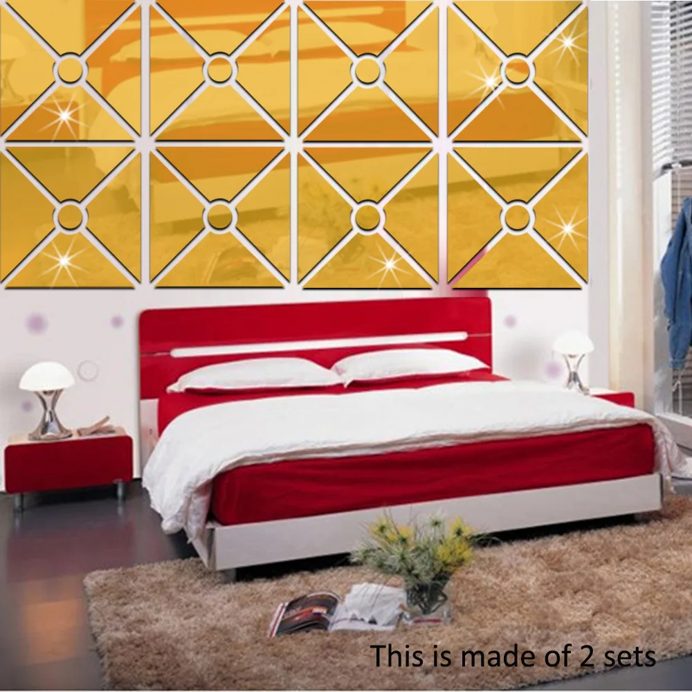 Зеркальный эффект PS самоклеющиеся Квадратные Зеркальные наклейки Кристальные