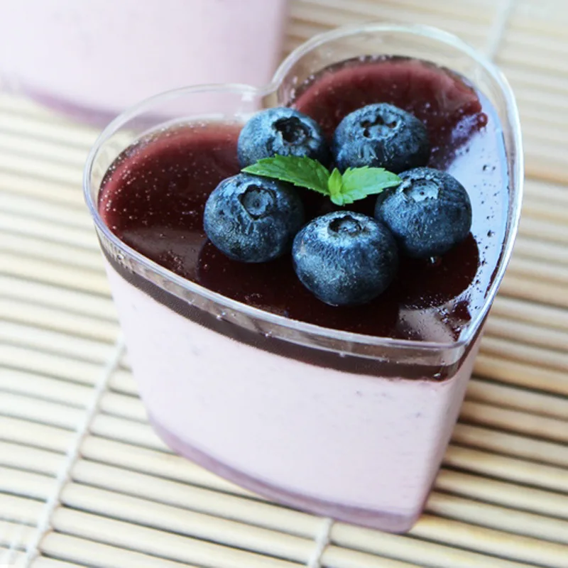 50 шт. в форме сердца Пластик чашки лоток для Мусса Пудинг Желе Тирамису