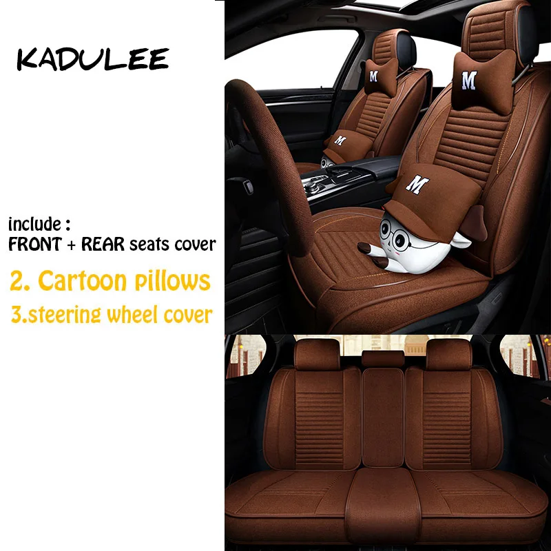 KADULEE льняные автомобильные чехлы для сидений для lada granta priora kalina largus xray для lada 2114 renault logan автомобильные аксессуары для укладки - Название цвета: brown
