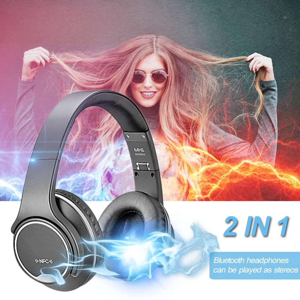 Складные NFC Bluetooth наушники Динамик 2 в 1 шумоподавление Беспроводная гарнитура