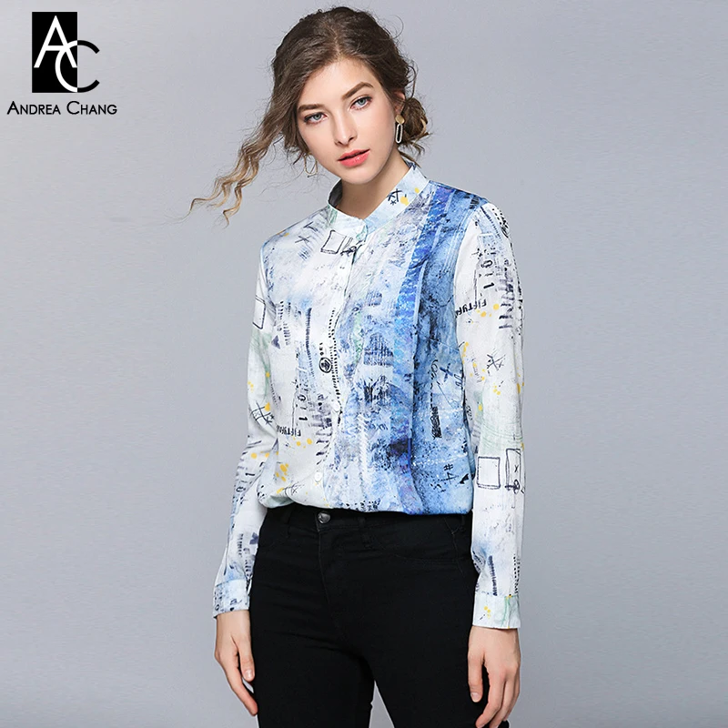 Женская блузка рубашка белая синяя с градиентом|Блузки| |