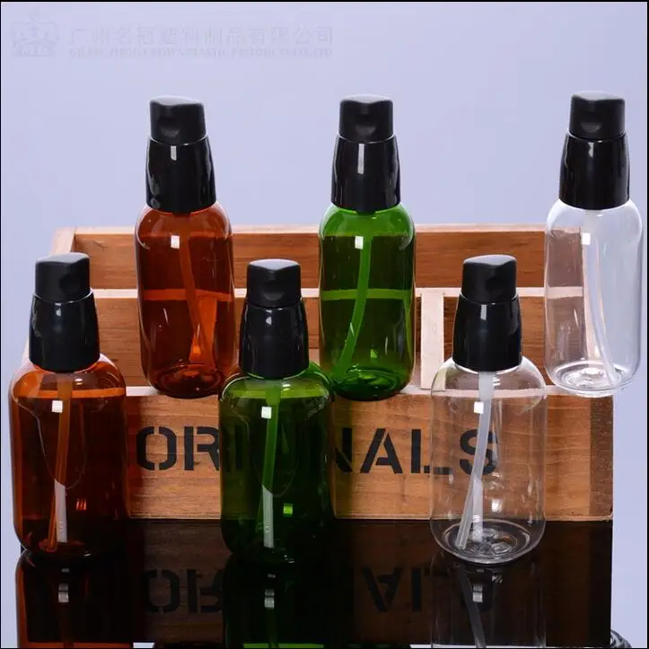 Free Shipping New 50ml Green Brown Clear Plastic Pump Bottles Shanpoo Cream Cosmetic Emulsion Small Sample Empty Pack Containers | Красота и