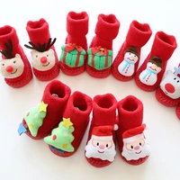 christmas baby socks autumn winter terry thick three dimensional cartoon baby shoes christmas baby anti skid toddler childre
