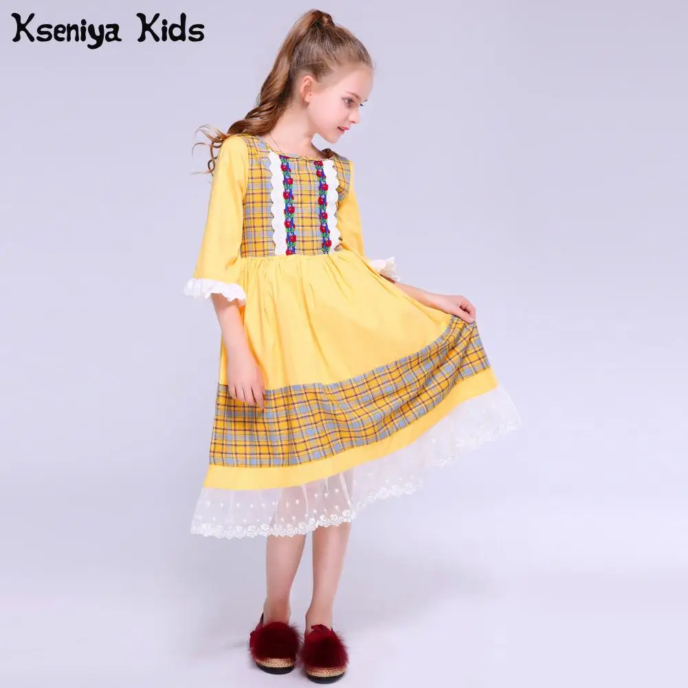 Kseniya Kids Spring Summer Baby Girls Fashion Show Clothing Victorian Lace Princess Cute Dress Girl Flower Party Costumes | Детская