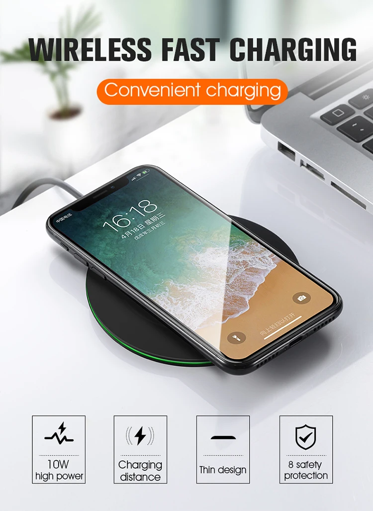 Универсальное ультратонкое Беспроводное зарядное устройство qi для iPhone 8 X XS Max XR