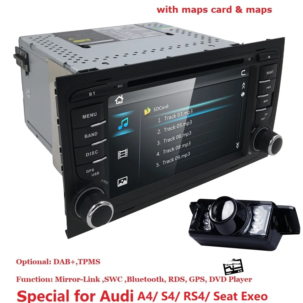 2 Din автомобильный DVD мультимедийный плеер для AUDI A4 S4 RS4 2002 2008 GPS навигация Радио