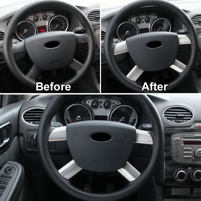 Хромированная накладка на панель рулевого колеса для Ford Focus Mk2 евро 2005 2006 2007 2008 2009