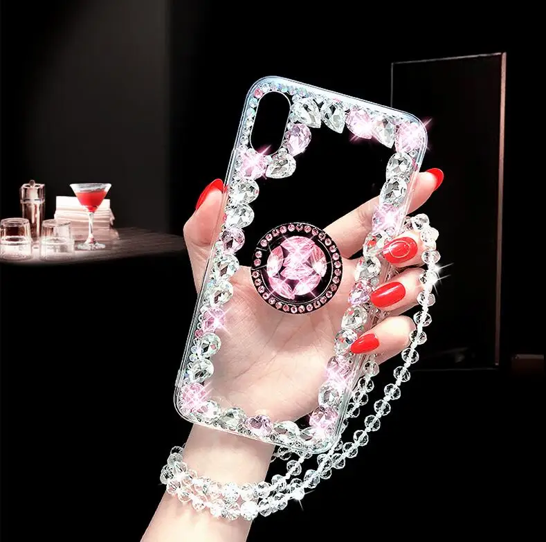 LaMaDiaa милые 3D светло-голубой алмаз кольцо “Цветок” с мягкий чехол для Xiaomi Redmi 8A 7 6 4X 4A 5A 6A Note 8 5 6 7 Pro 5A чехол для телефона чехол