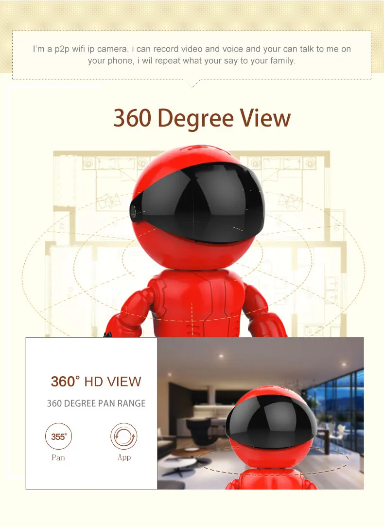 Мини умный IP робот камера 1080P HD wifi IP невидимая двухсторонняя голосовая запись сигнализация ночное видение Домашний Уход за ребенком скрытый монитор