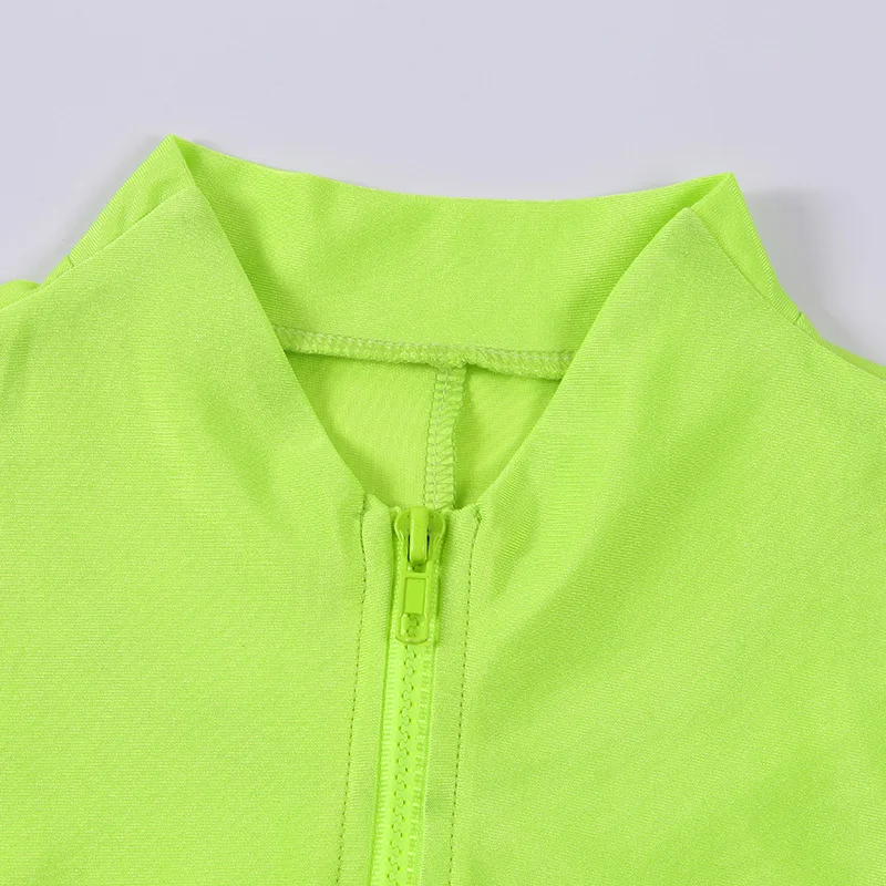 AOSSILIND неоновый зеленый без рукавов костюм пляжного типа на молнии 2019 Лето Для