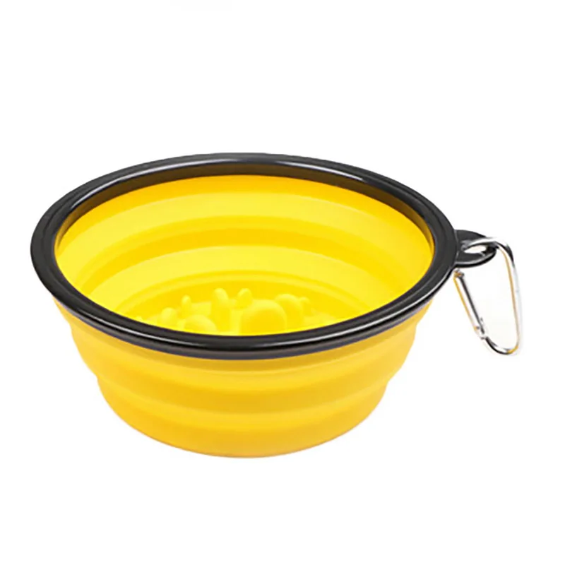 yellow Hoomall силиконовые складные миски для собак, портативные миски для путешествий, миска для кормления на открытом воздухе, походная миска для домашних животных или миска для воды - Цвет: yellow