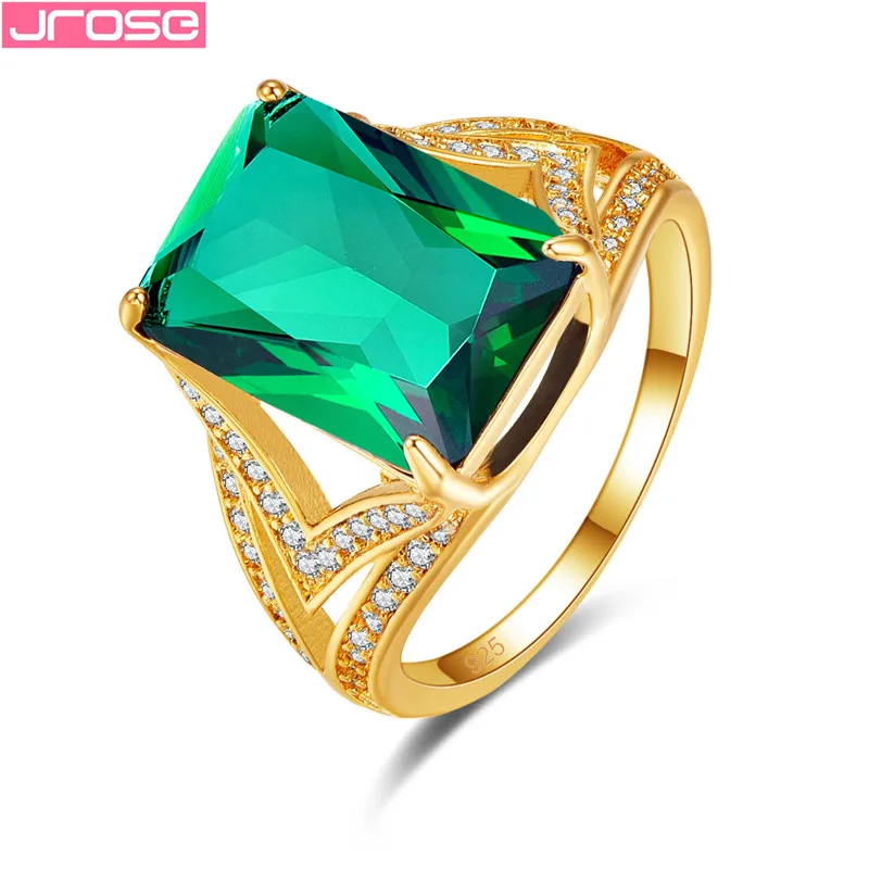 

JROSE Newest Design Square Green Ligaht Blue Stone Ring For Men and Women Silver Fashion Vintage Jewelry Big Size Wedding Gifts