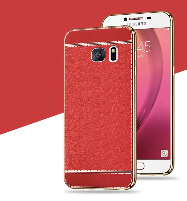 Красный Роскошный кожаный чехол с покрытием для samsung S10 S10E S10Plus, мягкий силиконовый чехол из ТПУ для samsung S10 S9 S8 Plus S6 S7 edge Note9, чехол - Цвет: Красный