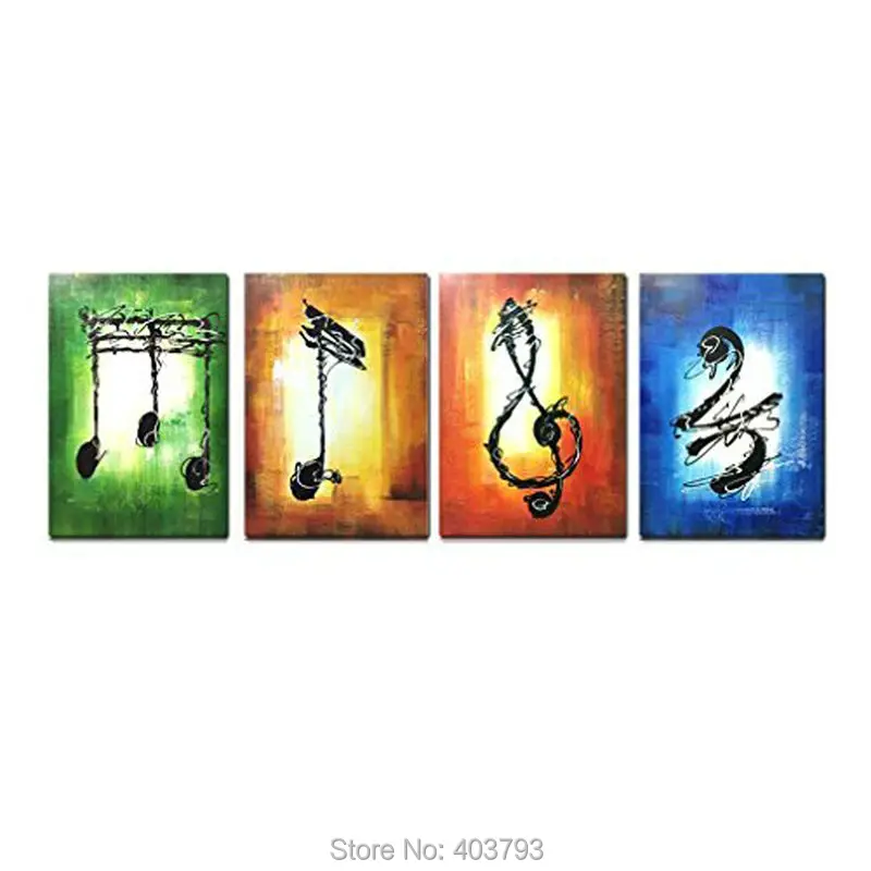 Большая Современная Абстрактная музыкальная Note 100% ручная роспись картина маслом