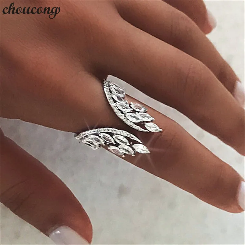 

choucong Female Angel wings Ring 925 sterling Silver AAAAA Zircon cz Engagement Wedding Band Rings For Women Finger Jewelry Gift