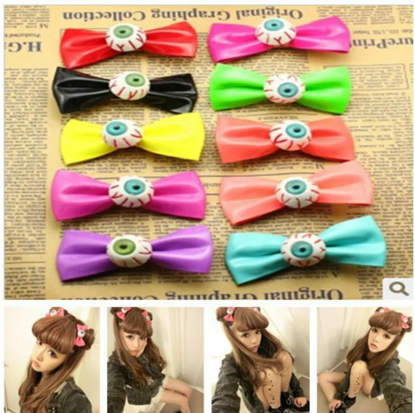 

2019 New Halloween Evil Eye Bowknot Hair Clip Headwear Bows Hairclip Womens Hair Accessories