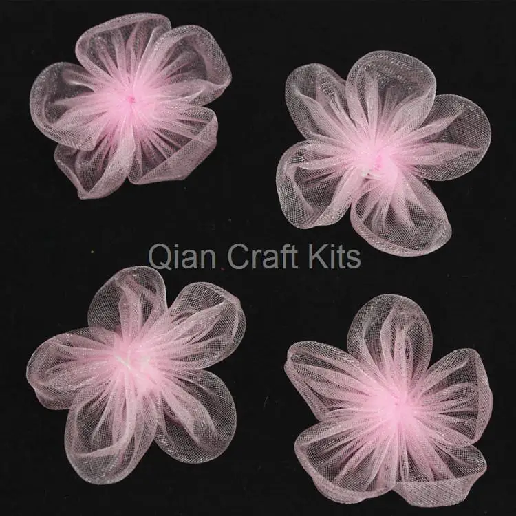 

150pcs Organza Pink Flowers Great Wedding Decoration Flowers Wedding Favor ribbon flowers pink 45mm diy applique
