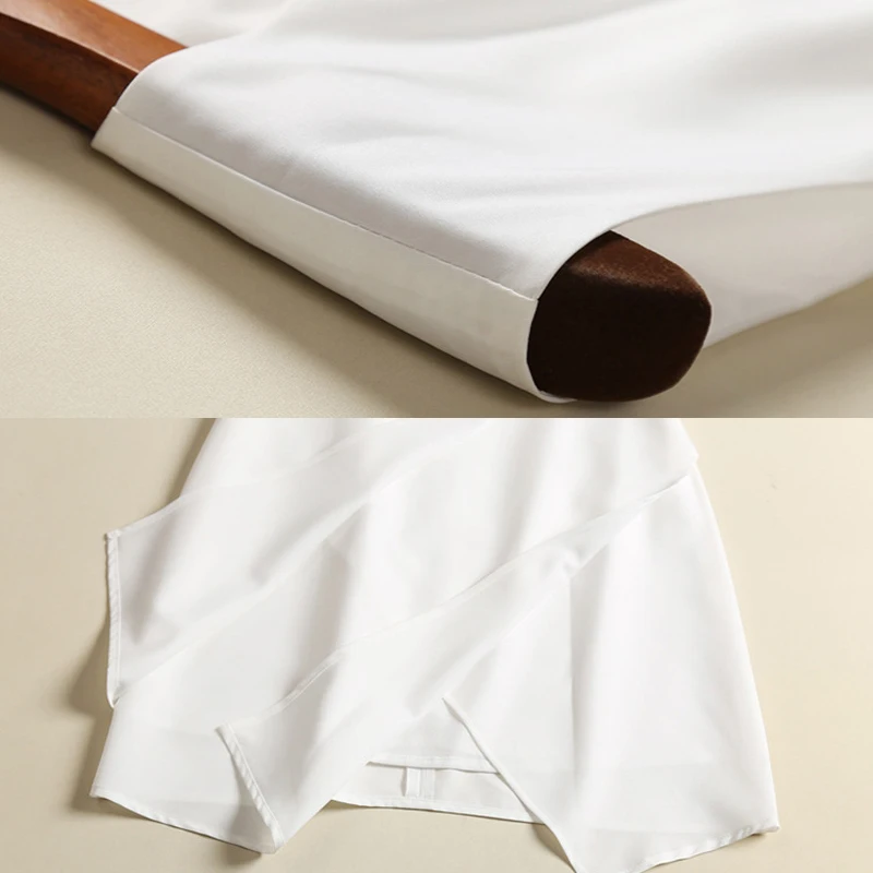 Mycourse Для женщин Асимметричный рубашка белое платье с круглым вырезом без рукавов