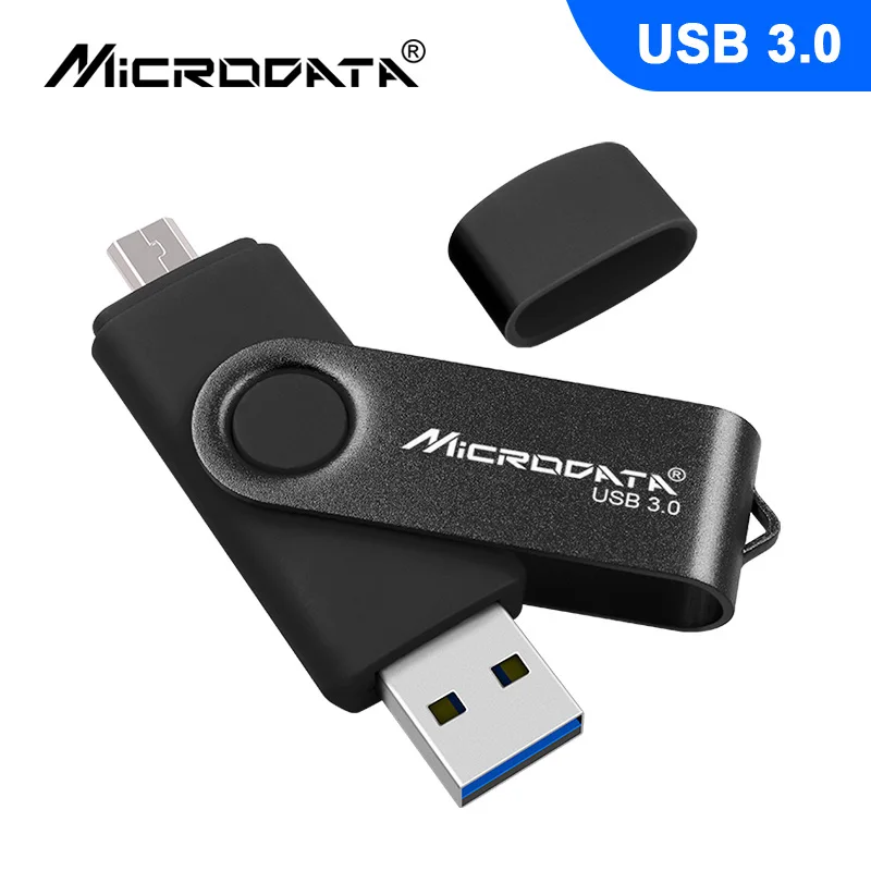 USB3.0 OTG флеш-накопитель 64 ГБ USB флэш-накопитель 128 ГБ флэш-накопитель высокого Скорость 16 Гб оперативной памяти, 32 Гб встроенной памяти металла cle USB флеш-накопитель для Android телефонов/планшетов Android/ПК - Цвет: Black