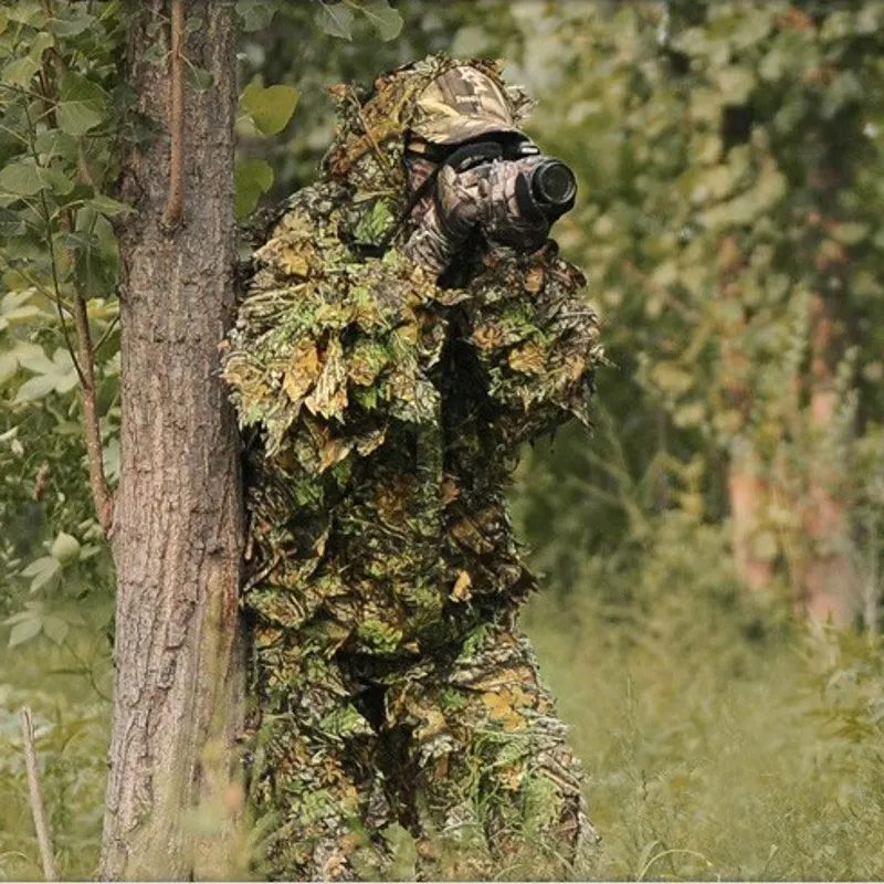 

Hunting Birding Durable Outdoor Woodland Sniper Ghillie Suit Kit Cloak Military 3D Leaf Camouflage Camo Jungle Clothing