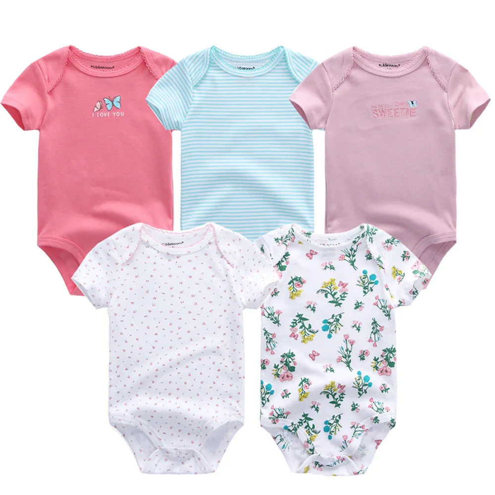 Одежда для малышей; Roupas; хлопковая одежда; боди; 5 шт.; розовый комбинезон в горошек с короткими рукавами; Одежда для новорожденных; боди для малышей
