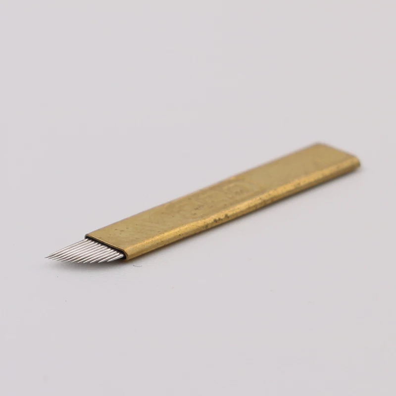 100 шт. Lamina Agulhas микроблейдинг tebori 12 pin твердая PCD игла лезвий Перманентный макияж