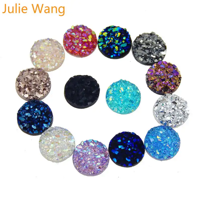 Julie Wang 100 шт. 8 мм обратная сторона из смолы друзы круглые Кабошоны камея для