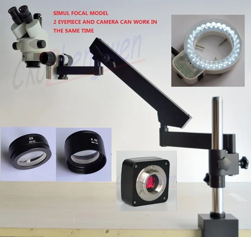 Новый Умный мультифокальный микроскоп FYSCOPE 3 5x 90X стерео с шарнирным рычагом и