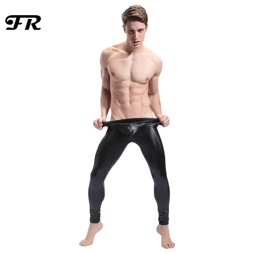 Мужские Блестящие Стрейчевые брюки FR сексуальные обтягивающие штаны из
