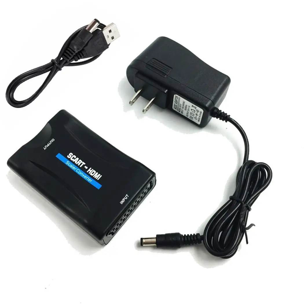 1080p HDMI к SCART Аудио Видео 3 Вт конвертер переключает формат вывода CVBS. С адаптером USB