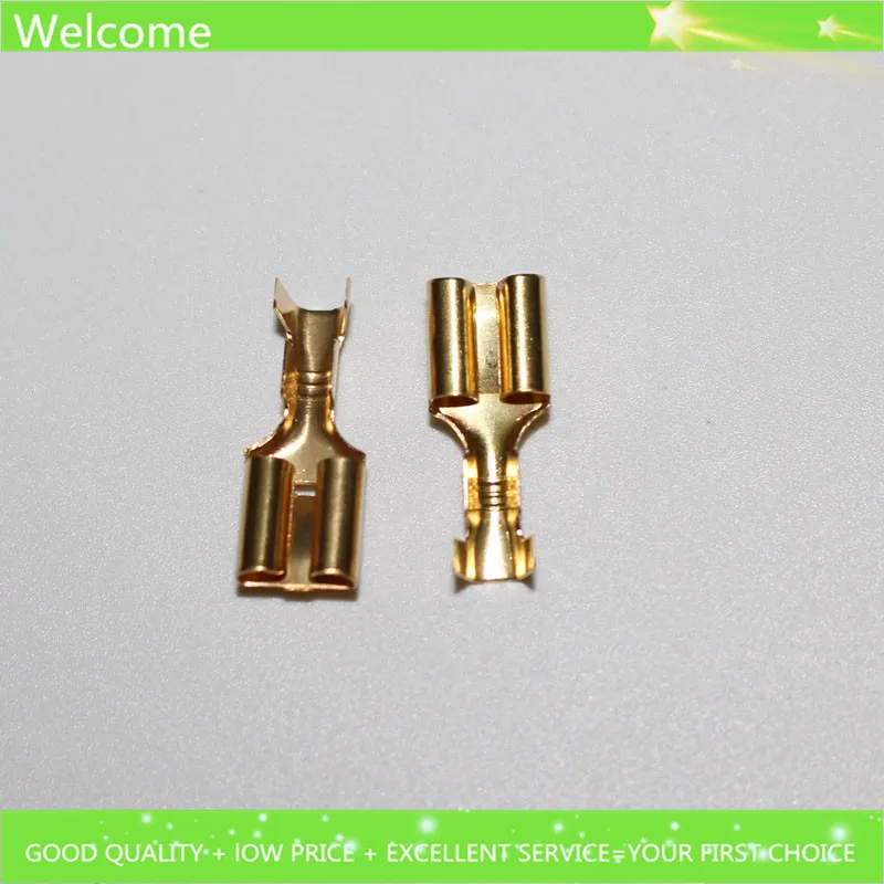 50Pcs 6.3mm Thickening Full copper Female Crimp terminal Connectors Automotive Connector Spade Terminal Обустройство дома