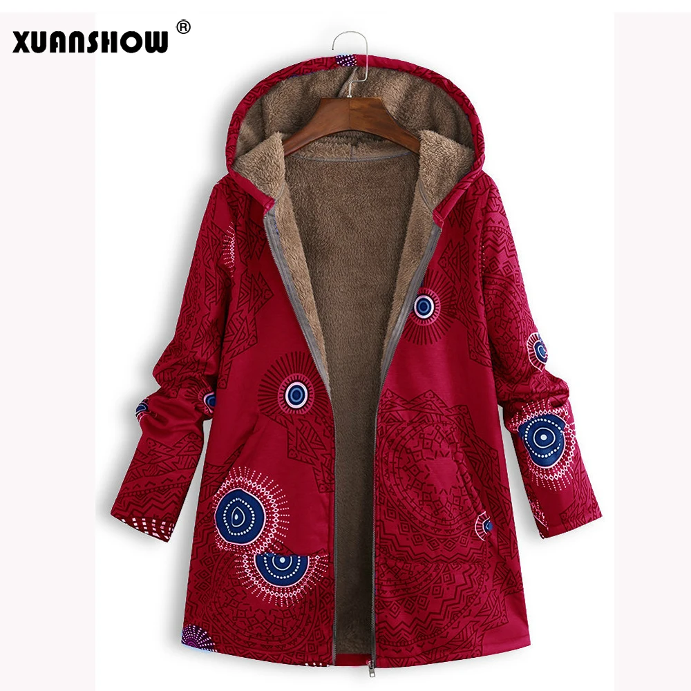 XUANSHOW зимняя куртка женская 2019 на молнии с капюшоном Пальто Женская Теплая