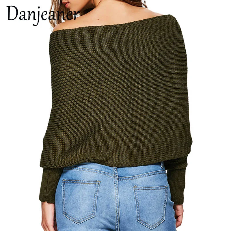Danjeaner Long Sleeve Sweaters Women 2018 Autumn Sexy Off Shoulder Wrap Knitted Tops V Neck Slim Pullovers Jumper Shawl | Женская одежда