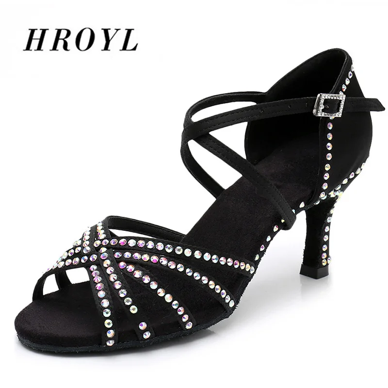 Туфли женские атласные для латиноамериканских танцев с высоким каблуком мягкие |