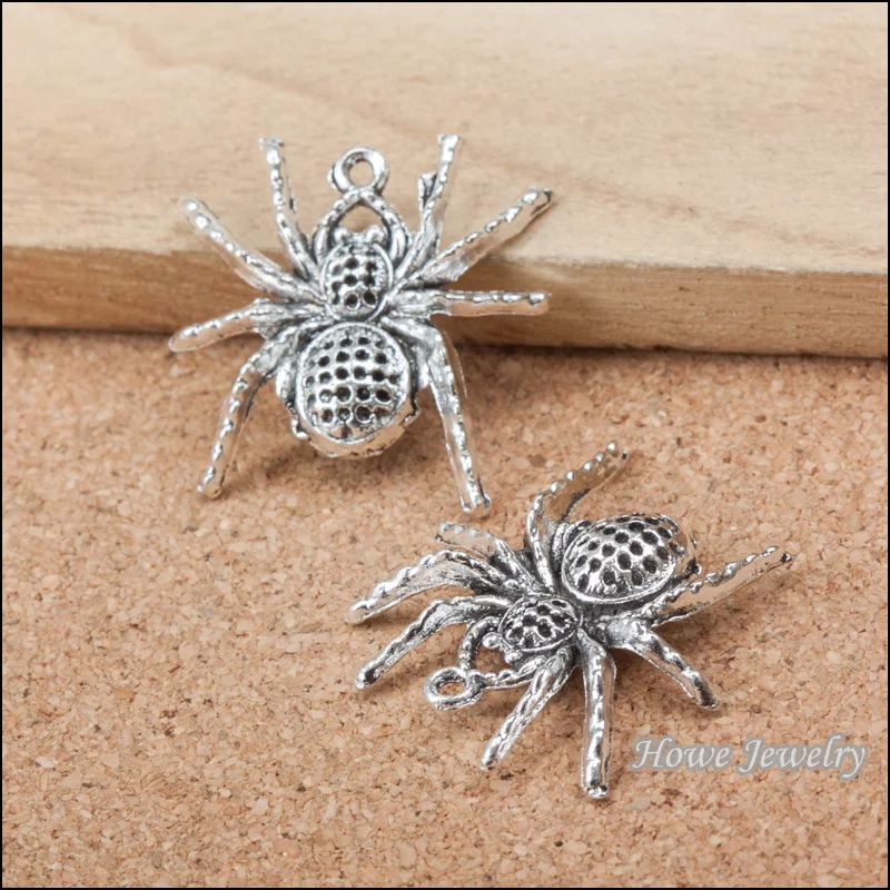 60 шт винтажный паук Шарм в античном стиле Серебряный кулон Сделай Сам