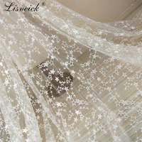 1yard 125cm wide white star tulle net embroidered wedding dress skirt africa french lace cloth dress sewing lace curtain decora