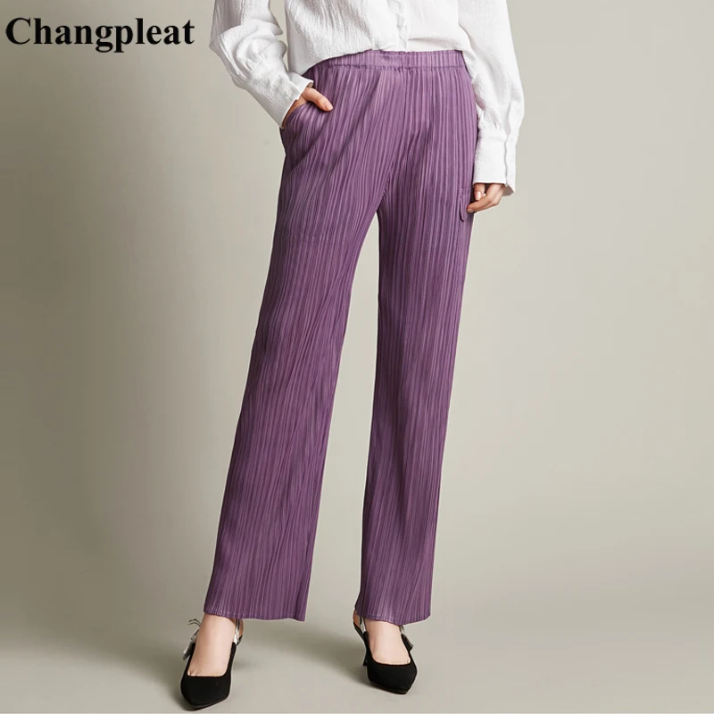 Changpleat 2019 Новинка весны фиолетовый для женщин штаны-карго miяк плиссированные
