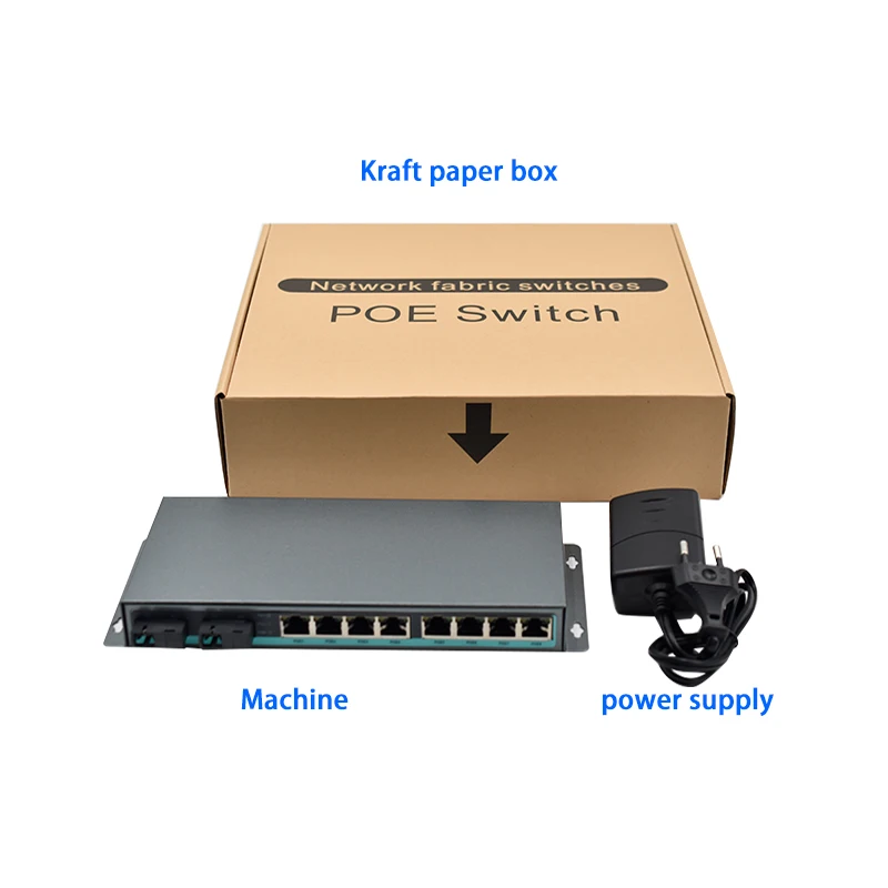 Гигабитный POE коммутатор 1000 м 8 портов + 2 оптических волоконных порта A и B
