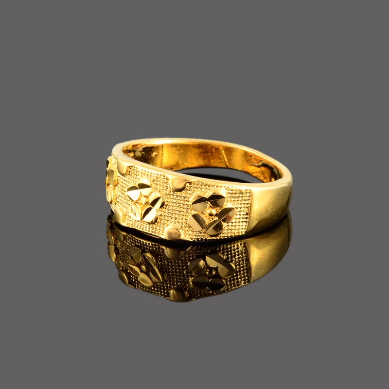 Позолоченные обручальные кольца 24 к для влюбленных красивый цветок высокое