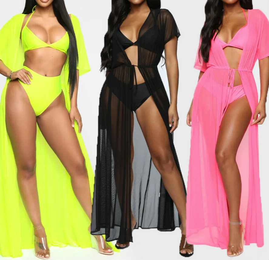 

Women Summer Long Mesh Swim Cover-up Swimwear Lady Girls Bikini Cover Up Beach Maxi Wrap Skirt Sarong Pareo Biquini Clothing