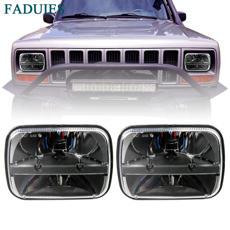FADUIES 5x7 дюймов фары для грузовика Led 6x" Высокий Низкий Луч квадратные светодиодные фары для Jeep Cherokee XJ грузовики 5x7" квадратная фара