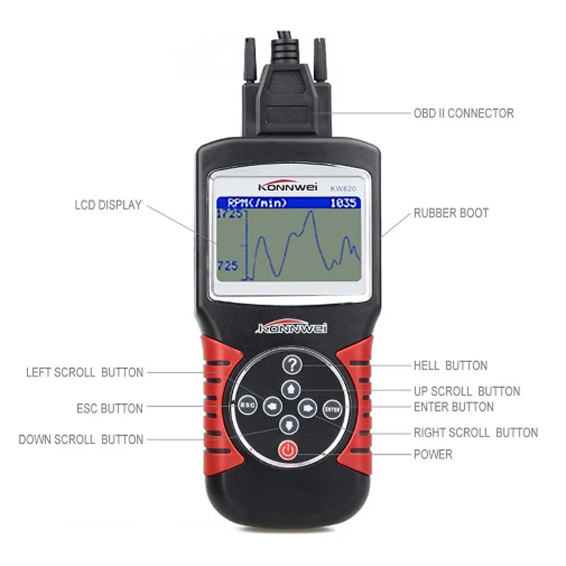 Автомобильный сканер KONNWEI KW820 EOBD OBD2 OBDII диагностический инструмент считыватель