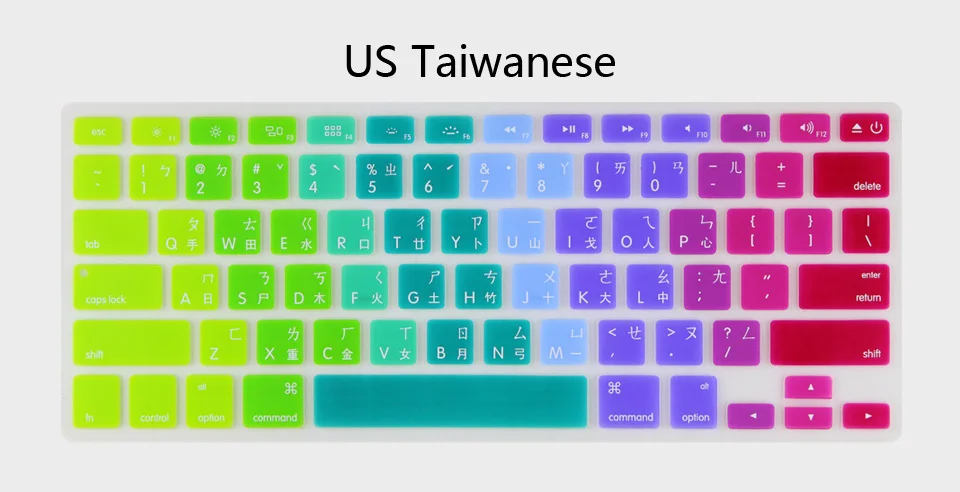 US Taiwanese Радужная силиконовая крышка клавиатуры для Apple macbook Air 13 защитные наклейки для mac book ноутбук пленка - Цвет: US Taiwanese